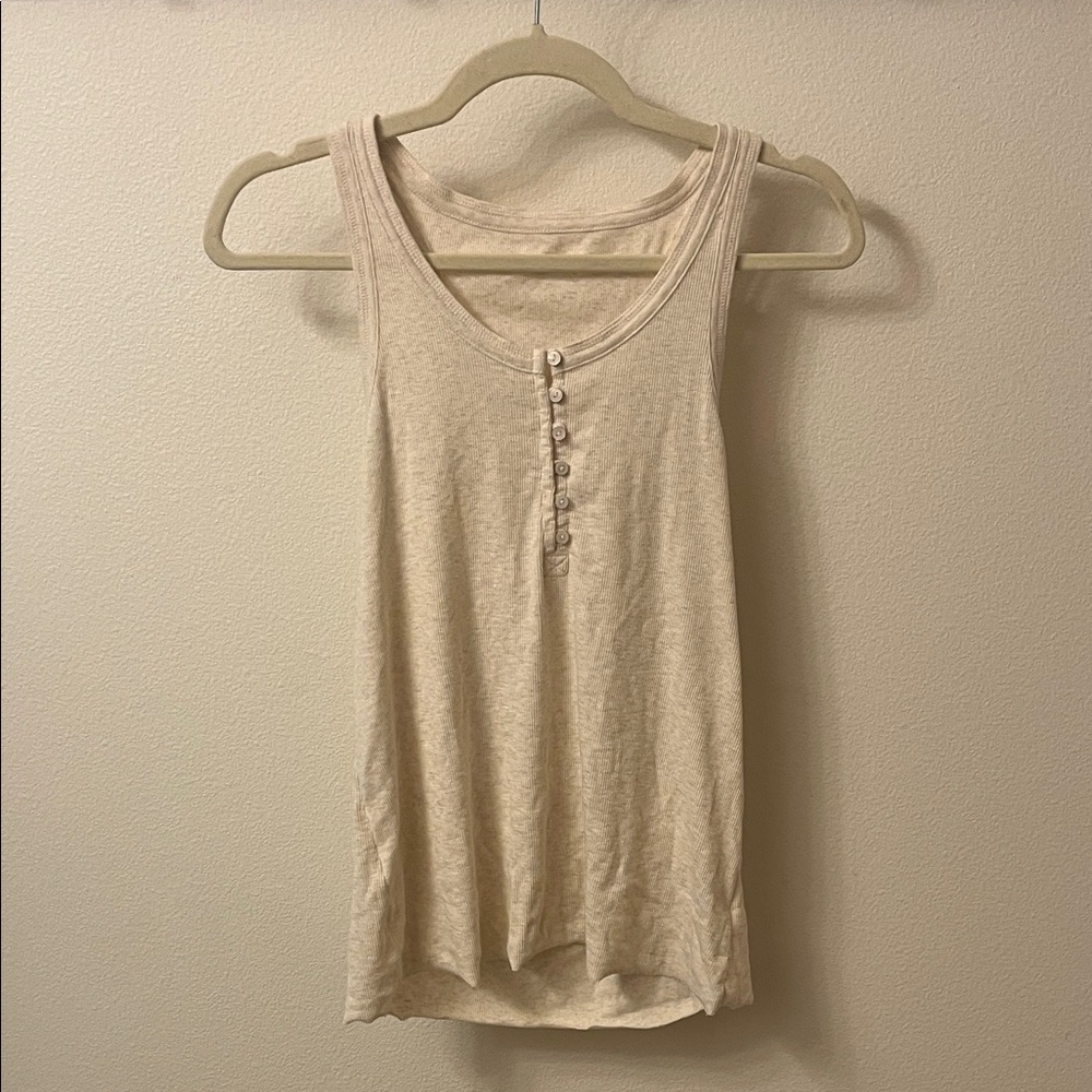 Aerie Cream Button-Front Tank Top